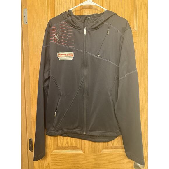 Schmidt Peterson Motorsports Spyder Jacket Mens Large Black Full Zip Hood Racing - Picture 1 of 8